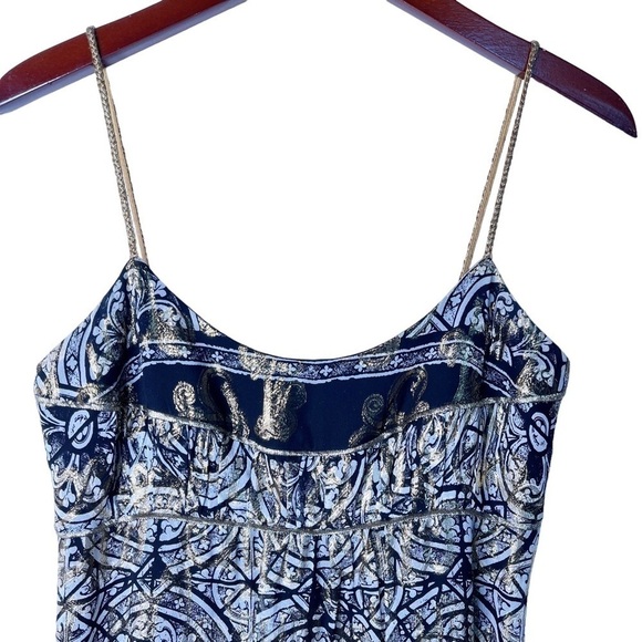 NICOLE MILLER Collection Silk and Lurex Metallic A Line Dress Size 4 - Picture 3 of 16